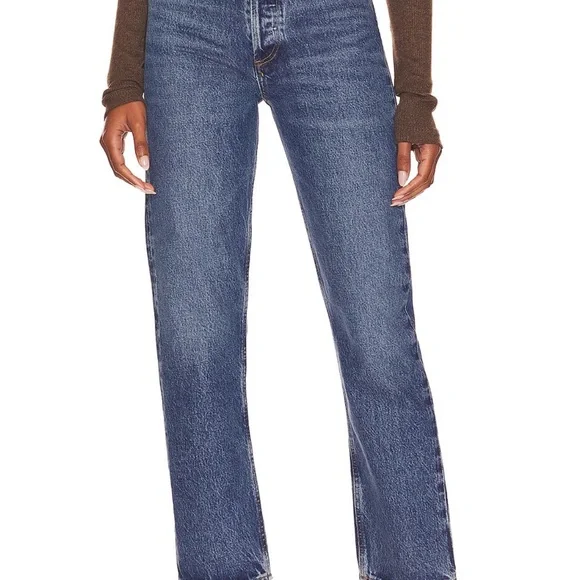 Agolde Classic Blue Straight Leg Jeans - Picture 4 of 5